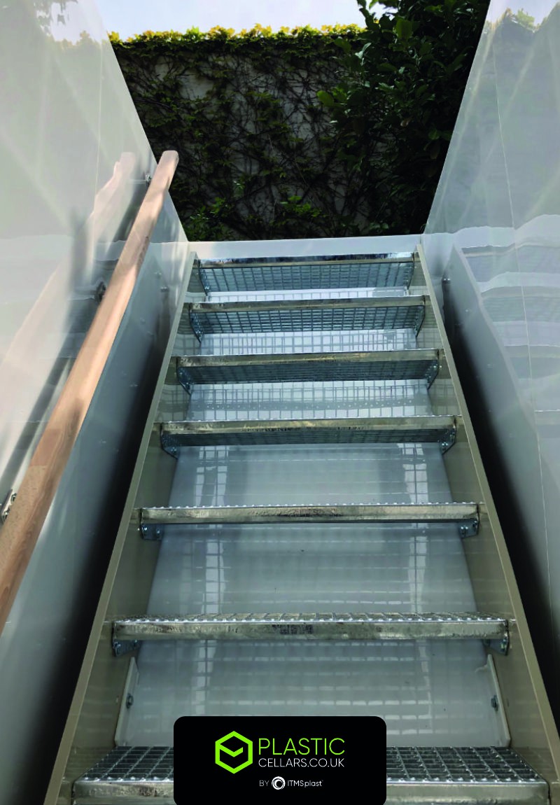 Stairs in a plastic cellar